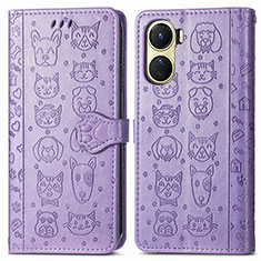 Funda de Cuero Cartera con Soporte Patron de Moda Carcasa S03D para Vivo Y16 Morado