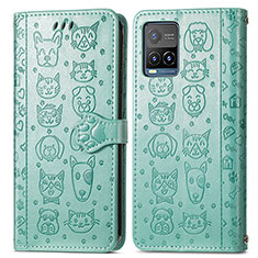 Funda de Cuero Cartera con Soporte Patron de Moda Carcasa S03D para Vivo Y33T Verde