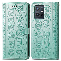 Funda de Cuero Cartera con Soporte Patron de Moda Carcasa S03D para Vivo Y52t 5G Verde