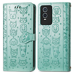 Funda de Cuero Cartera con Soporte Patron de Moda Carcasa S03D para Vivo Y74s 5G Verde