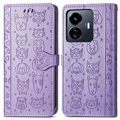 Funda de Cuero Cartera con Soporte Patron de Moda Carcasa S03D para Vivo Y77e 5G Morado