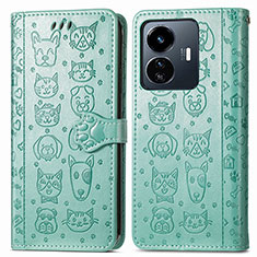 Funda de Cuero Cartera con Soporte Patron de Moda Carcasa S03D para Vivo Y77e 5G Verde