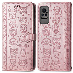 Funda de Cuero Cartera con Soporte Patron de Moda Carcasa S03D para Xiaomi Civi 1S 5G Oro Rosa