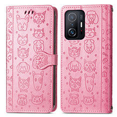 Funda de Cuero Cartera con Soporte Patron de Moda Carcasa S03D para Xiaomi Mi 11T 5G Rosa