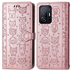 Funda de Cuero Cartera con Soporte Patron de Moda Carcasa S03D para Xiaomi Mi 11T Pro 5G Oro Rosa