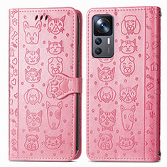 Funda de Cuero Cartera con Soporte Patron de Moda Carcasa S03D para Xiaomi Mi 12T 5G Rosa