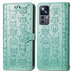 Funda de Cuero Cartera con Soporte Patron de Moda Carcasa S03D para Xiaomi Mi 12T Pro 5G Verde