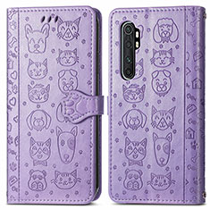 Funda de Cuero Cartera con Soporte Patron de Moda Carcasa S03D para Xiaomi Mi Note 10 Lite Morado