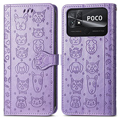 Funda de Cuero Cartera con Soporte Patron de Moda Carcasa S03D para Xiaomi Poco C40 Morado