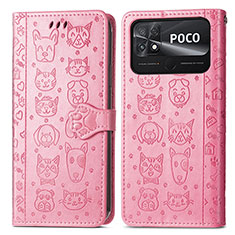 Funda de Cuero Cartera con Soporte Patron de Moda Carcasa S03D para Xiaomi Poco C40 Rosa