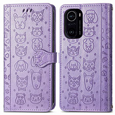 Funda de Cuero Cartera con Soporte Patron de Moda Carcasa S03D para Xiaomi Poco F3 5G Morado