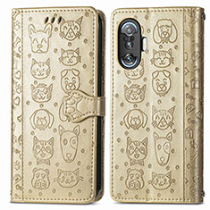 Funda de Cuero Cartera con Soporte Patron de Moda Carcasa S03D para Xiaomi Poco F3 GT 5G Oro