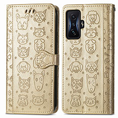 Funda de Cuero Cartera con Soporte Patron de Moda Carcasa S03D para Xiaomi Poco F4 GT 5G Oro