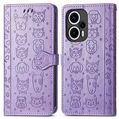 Funda de Cuero Cartera con Soporte Patron de Moda Carcasa S03D para Xiaomi Poco F5 5G Morado