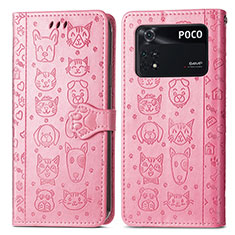 Funda de Cuero Cartera con Soporte Patron de Moda Carcasa S03D para Xiaomi Poco M4 Pro 4G Oro Rosa