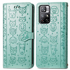 Funda de Cuero Cartera con Soporte Patron de Moda Carcasa S03D para Xiaomi Poco M4 Pro 5G Verde