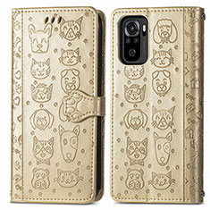 Funda de Cuero Cartera con Soporte Patron de Moda Carcasa S03D para Xiaomi Poco M5S Oro