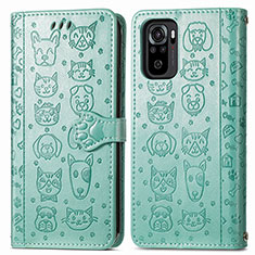 Funda de Cuero Cartera con Soporte Patron de Moda Carcasa S03D para Xiaomi Poco M5S Verde