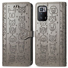 Funda de Cuero Cartera con Soporte Patron de Moda Carcasa S03D para Xiaomi Poco X3 GT 5G Gris