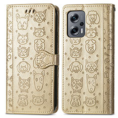 Funda de Cuero Cartera con Soporte Patron de Moda Carcasa S03D para Xiaomi Poco X4 GT 5G Oro