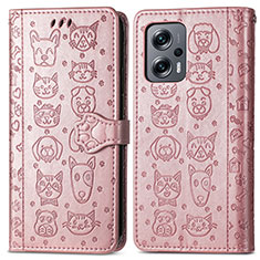 Funda de Cuero Cartera con Soporte Patron de Moda Carcasa S03D para Xiaomi Poco X4 GT 5G Oro Rosa