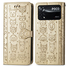 Funda de Cuero Cartera con Soporte Patron de Moda Carcasa S03D para Xiaomi Poco X4 Pro 5G Oro