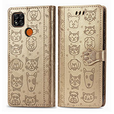 Funda de Cuero Cartera con Soporte Patron de Moda Carcasa S03D para Xiaomi Redmi 10A 4G Oro