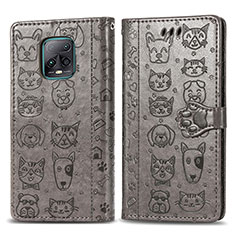 Funda de Cuero Cartera con Soporte Patron de Moda Carcasa S03D para Xiaomi Redmi 10X Pro 5G Gris