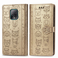 Funda de Cuero Cartera con Soporte Patron de Moda Carcasa S03D para Xiaomi Redmi 10X Pro 5G Oro