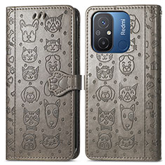 Funda de Cuero Cartera con Soporte Patron de Moda Carcasa S03D para Xiaomi Redmi 12C 4G Gris