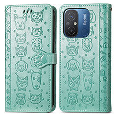 Funda de Cuero Cartera con Soporte Patron de Moda Carcasa S03D para Xiaomi Redmi 12C 4G Verde