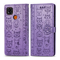 Funda de Cuero Cartera con Soporte Patron de Moda Carcasa S03D para Xiaomi Redmi 9 Activ Morado