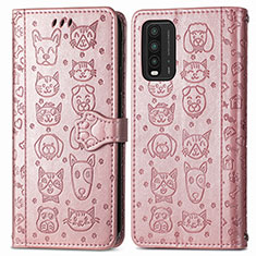 Funda de Cuero Cartera con Soporte Patron de Moda Carcasa S03D para Xiaomi Redmi 9 Power Rosa