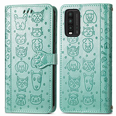 Funda de Cuero Cartera con Soporte Patron de Moda Carcasa S03D para Xiaomi Redmi 9 Power Verde