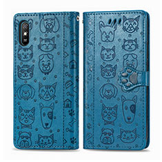 Funda de Cuero Cartera con Soporte Patron de Moda Carcasa S03D para Xiaomi Redmi 9i Azul