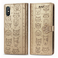 Funda de Cuero Cartera con Soporte Patron de Moda Carcasa S03D para Xiaomi Redmi 9i Oro