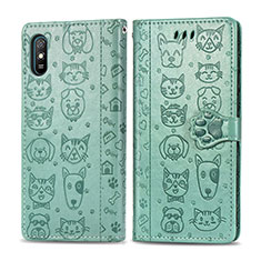 Funda de Cuero Cartera con Soporte Patron de Moda Carcasa S03D para Xiaomi Redmi 9i Verde