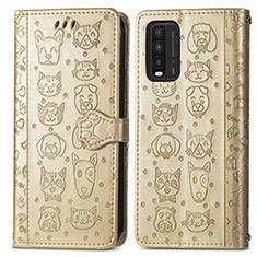 Funda de Cuero Cartera con Soporte Patron de Moda Carcasa S03D para Xiaomi Redmi 9T 4G Oro