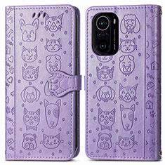 Funda de Cuero Cartera con Soporte Patron de Moda Carcasa S03D para Xiaomi Redmi K40 5G Morado