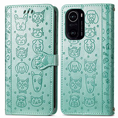 Funda de Cuero Cartera con Soporte Patron de Moda Carcasa S03D para Xiaomi Redmi K40 5G Verde