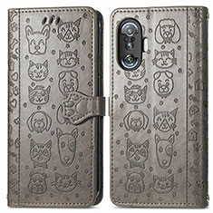 Funda de Cuero Cartera con Soporte Patron de Moda Carcasa S03D para Xiaomi Redmi K40 Gaming 5G Gris