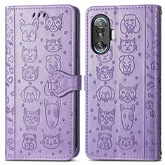 Funda de Cuero Cartera con Soporte Patron de Moda Carcasa S03D para Xiaomi Redmi K40 Gaming 5G Morado