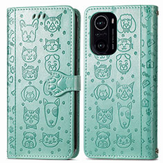 Funda de Cuero Cartera con Soporte Patron de Moda Carcasa S03D para Xiaomi Redmi K40 Pro+ Plus 5G Verde