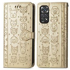 Funda de Cuero Cartera con Soporte Patron de Moda Carcasa S03D para Xiaomi Redmi Note 11 4G (2022) Oro