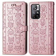 Funda de Cuero Cartera con Soporte Patron de Moda Carcasa S03D para Xiaomi Redmi Note 11 5G Oro Rosa