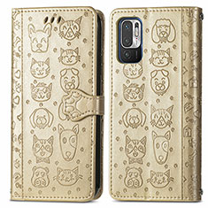 Funda de Cuero Cartera con Soporte Patron de Moda Carcasa S03D para Xiaomi Redmi Note 11 SE 5G Oro