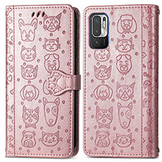 Funda de Cuero Cartera con Soporte Patron de Moda Carcasa S03D para Xiaomi Redmi Note 11 SE 5G Oro Rosa