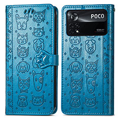 Funda de Cuero Cartera con Soporte Patron de Moda Carcasa S03D para Xiaomi Redmi Note 11E Pro 5G Azul