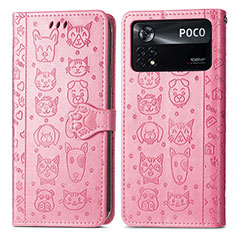 Funda de Cuero Cartera con Soporte Patron de Moda Carcasa S03D para Xiaomi Redmi Note 11E Pro 5G Rosa