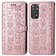 Funda de Cuero Cartera con Soporte Patron de Moda Carcasa S03D para Xiaomi Redmi Note 11S 4G Oro Rosa